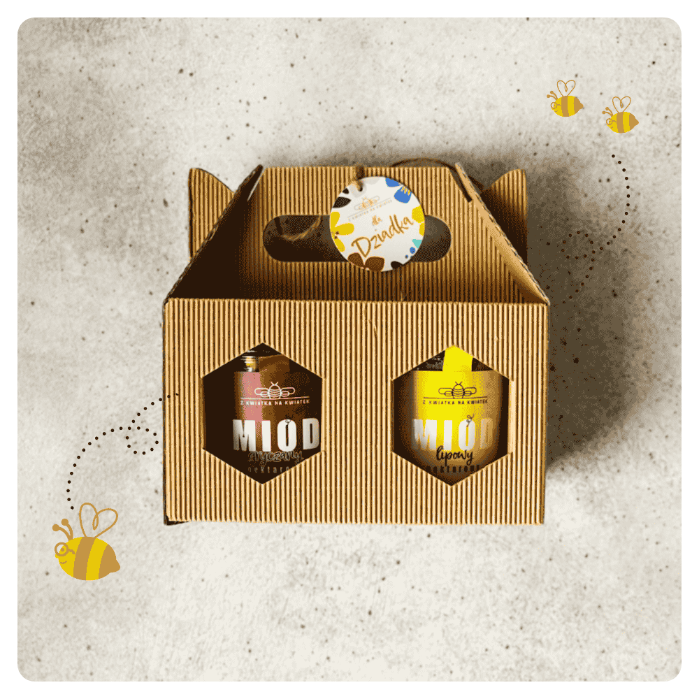 Zestaw prezentowy z naturalnymi miodami 2x400g – prezent na Dzień Babci i Dziadka